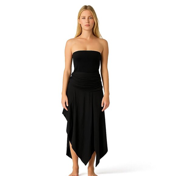 2/$30 SHEIN Curve Asymmetric Ruched Maxi Skirt Black XL #A0493 TRB3 - Picture 1 of 6